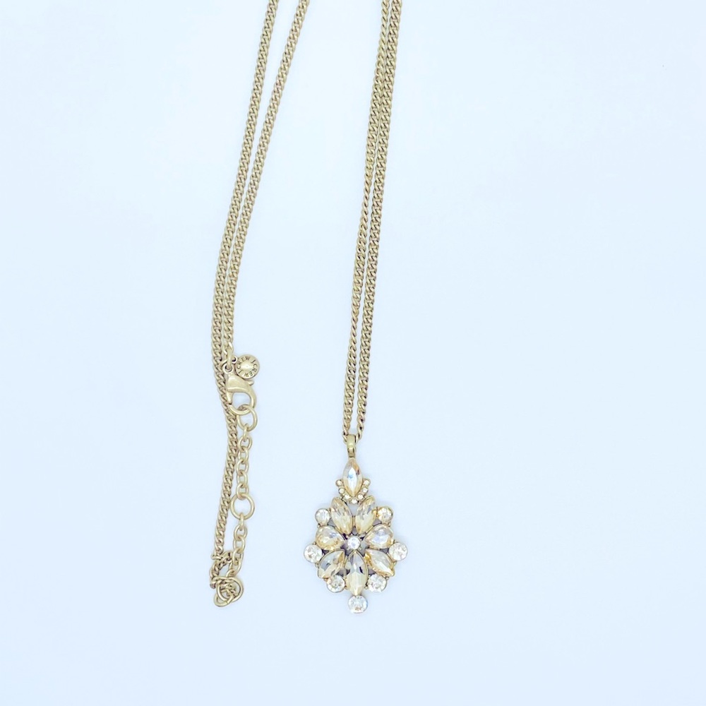 J. Crew Crystal Crest Pendant Necklace EUC